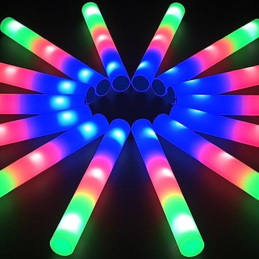 Flashing Led Foam Sticks Party - Schaumstoff-Leuchtstäbe im Großpack, 40 cm große