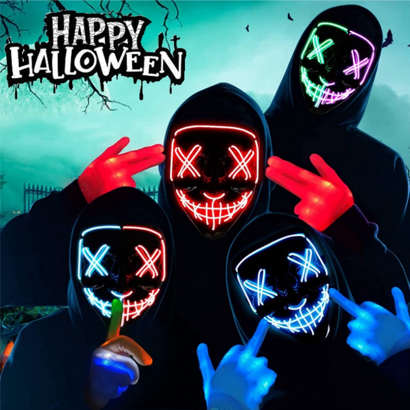 Led Purge Mask Halloween - Gruselige Halloween Cosplay leuchtende Purge-Maske Halloween
