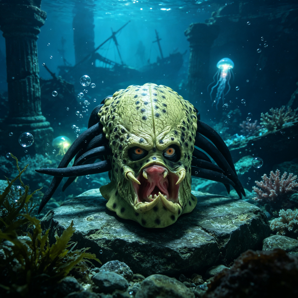 Latex Alien Mask Realistic - Realistische Predator Vollkopfmaske Alien-Design Latex Cosplay