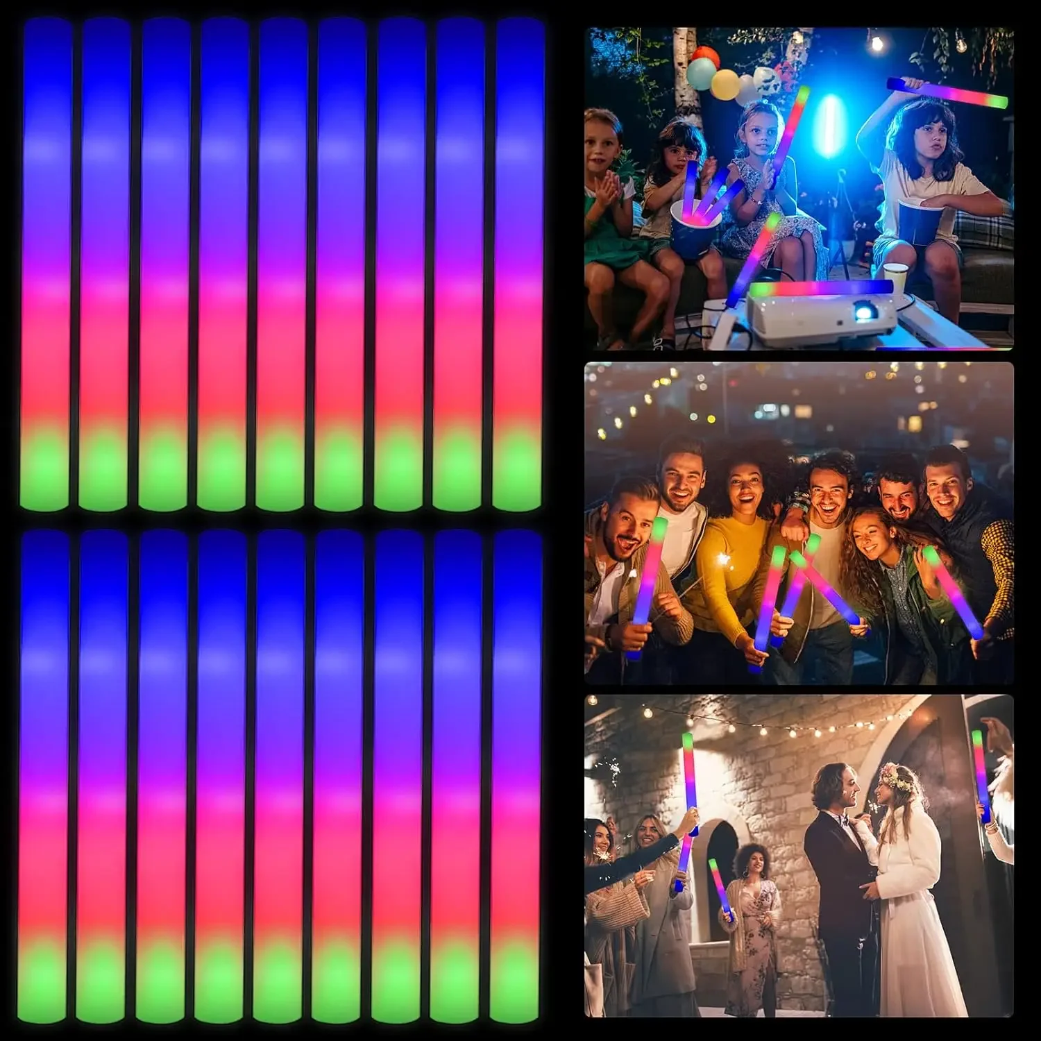 Flashing Led Foam Sticks Party - 2Z-50PCS LED-Schaumstoff-Leuchtstäbe für Weihnachten und Hochzeit