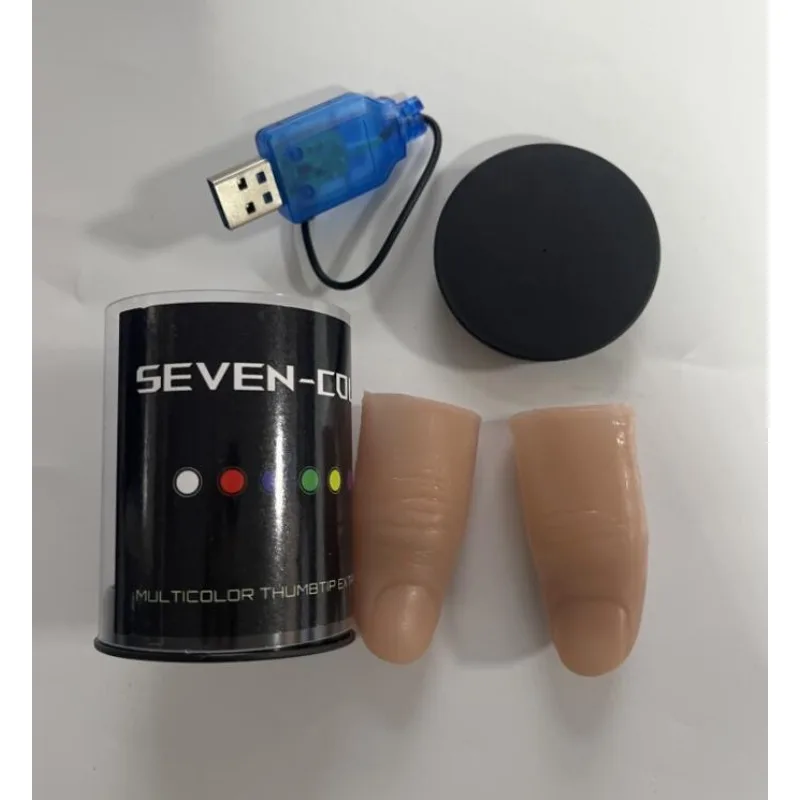 Thumb Tip Magic Trick Set - Sieben Farben LED-Licht-Daumenspitzen Superleichte Zaubertricks Professionelles